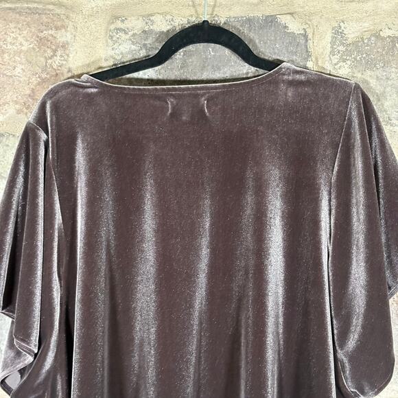 Madewell Velvet Top Woman's 3X Gray Butterfly Sleeve Holiday Soft Flutter Boxy - Picture 6 of 15